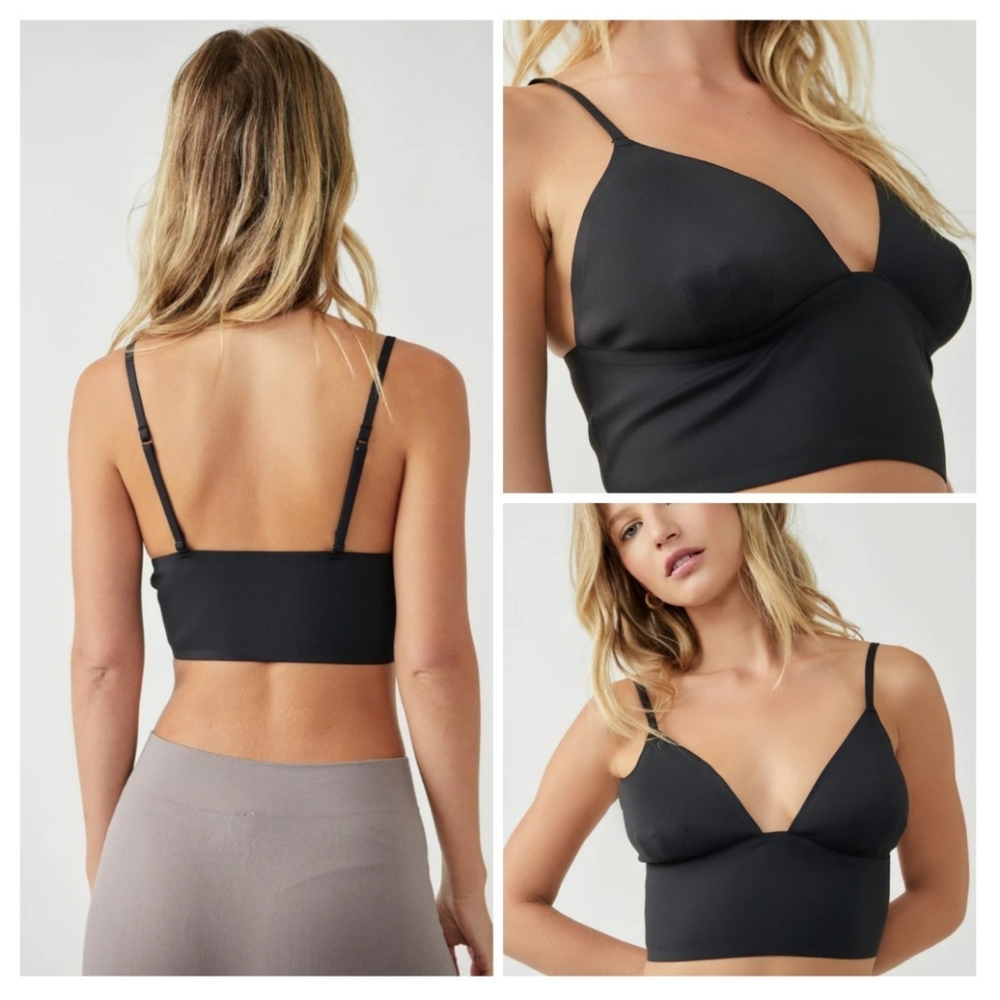Free People Intimately Sage Longline Neo Bralette in black, Sz L